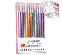Glitterate Gel Pens - ABS Coloured Gel Pen, Smooth Writing Pens Fine Point | Drawing Book, Colorful Writing Set for Children and Adults, Coloring Books, Postcards, Creazion