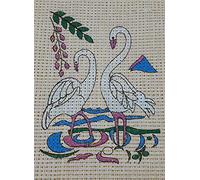 Glitterati Cross Stitch Kits for Beginners, Large Hole Canvas with Needle and Yarn Included (Flamingoes)
