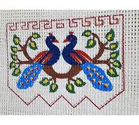 Glitterati Cross stitch kits for beginners, large hole canvas with needle and yarn included (Peacock)