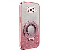 GlitterCase Compatible with Xiaomi Poco X3 NFC Girls ShinyCase [Soft BackCover + glitter paper] 2 in 1 Cute Phone Case with Stand Ring Holder Hybrid Soft Silicone BackCover Shockproof Rose Gold