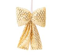 Glittered Checkered Fabric Bowknot Ornament For Christmas Tree Party Decor Indoor Outdoor Holiday Accent Festival Fabric Bowknot Tree Hanging