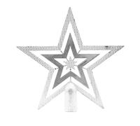 Glittered Christmas Tree Topper Silver Star Tree Topper Plastic Tree Star for Top of Christmas Tree Ornament Party Decorations 7.2 Inch