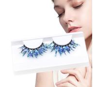Glittered Eyelash Extensions - Christmas Lashes, Long Lashes and Sequins Dense | Shiny Lashes Decorative and Dramatic for Festivals, Parties, Students, Stages