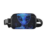 Glittering Aliens Black Cute Waist Pack Crossbody Bag for Men Women Small Croose Body Purse with Adjustable Strap for Workout Running Hiking, Glittering Aliens Black, One Size