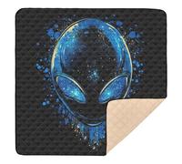 Glittering Aliens Black Large Sturdy Baby Gym & Activity Mat for Floor Waterproof Kicking Mat for Babies Infants Toddlers, 50'' x 50''