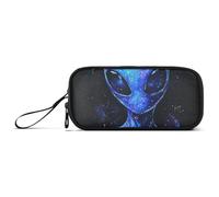 Glittering Aliens Black Nylon Pencil Bags for Girls High Capacity Pencil Case for Teen Girls School Stationery for School Kids