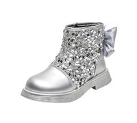 Glittering Boots Glitter Boots with Sequins Girls Boots Stylish Plain Leather Boots Half Height Boots Tread Sole Non-Slip Autumn Boots Elegant Ankle Boots Comfortable Lightweight Children's Boots