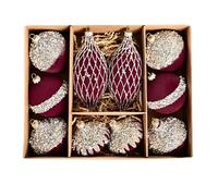 Glittering Christmas Bauble Decoration Flocked Rhinestone Ornaments Set of Ten Pendants Elegant Tree Jewellery for Window Fireplace Table Party Winter Festival Gift Idea - Sparkling Ball Accessory