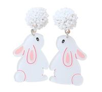 Glittering Easter Earrings for Women Easter Rabbit Earrings Easter Egg Bunny Carrot Sheep Chick Mushroom Dangling Earrings Spring Easter Holiday Party Jewelry, Zinc, No Gemstone