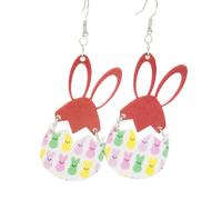 Glittering Easter Earrings for Women Easter Rabbit Earrings Easter Egg Bunny Carrot Sheep Chick Mushroom Dangling Earrings Spring Easter Holiday Party Jewelry, Zinc, No Gemstone