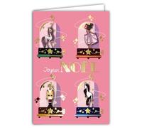 Glittering Gold Merry Christmas Card with White Envelope Size 12 x 17.5 cm - Unicorn Princess Ballerina Dancer Nutcracker King Prince Best Wishes Girl - Made in France