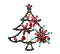 Glittering Holiday Tree Brooch Elegant Rhinestones Design Alloy Secure Clasp Accessory for Special Occasions Festive Jewelry Accessory Holiday Party