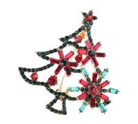 Glittering Holiday Tree Brooch Elegant Rhinestones Design Alloy Secure Clasp Brooch Accessory for Special Occasions Luxurious Christmas Tree Pin