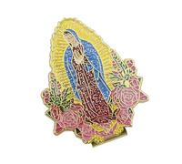 Glittering Holy Mother Badge for Hat and Clothing Decoration | Decorative Metal Brooch for Lapel Adornment and Gatherings Shimmering Accent for Stylish Outfits and Wardrobe