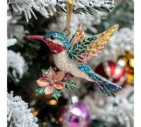 Glittering Hummingbird Christmas Decorations,2D Acrylic Humming Bird Hanging Ornaments for Christmas Tree,Acrylic Art Sun Catcher Or Window Door Decor,Colorful Bird Ornaments for Xmas Tree,Home Decor