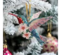 Glittering Hummingbird Christmas Decorations,Exquisite Bird Ornaments for Tree,Acrylic 2D Art Sun Catcher Or Window Doors Home Decor for Door,Yard or Windows,Hanging Hummingbird Gifts for Women