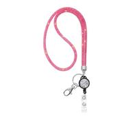 Glittering Lanyard Necklace for & Badge Card Holder Retractable Rhinestones Necklace Phone for Women Black Lanyard