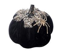 Glittering Pumpkins Figure - Halloween Pumpkins with Spiders - 3D Velvet Figures Decoration for Halloween Holidays Office Home Door Table Outdoor