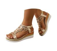 Glittering Roman Sandals, Summer Sandals, Toe Sandals with Wedge Heel, Elegant Fashionable Sandals with Rhinestones, Comfortable Sandals, Sandals with Soft Sole, for Holidays, Parties and Everyday