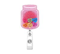 Glittering Sequins ABS Badge Holder with Belt Clip Retractable Holder for Nurse Doctor Student Teacher Retractable Roll