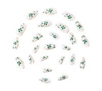 Glittering Shamrock Press on Sticker Nails Short Shape with 3D and Star Designs for Women Easy to Apply Short Fake Nails