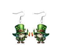 Glittering St. Patrick's Day Earrings Creative Beer Mug Clover Bear Cat Hen Yak Gnome Boot Bowknot Dangle Drop Earrings Irish Green Party Jewelry Gifts, Zinc, No Gemstone