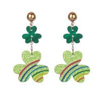 Glittering St. Patrick's Day Earrings Creative Beer Mug Clover Bear Cat Hen Yak Gnome Boot Bowknot Dangle Drop Earrings Irish Green Party Jewelry Gifts, Zinc, No Gemstone