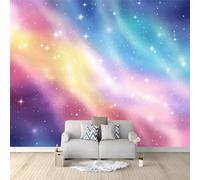 Glittering Stars and Glitter Theme Photo Wallpaper - 350 x 256 cm Non-Woven Premium Fleece Wall Mural - Ethereal Dreamy Rainbow Gradient Color Art Print Bedroom Living Room Decoration Poster