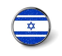 Glittering Stars Israel Round Brooch Pin Badge Lapel Tie Pin for Women Men Office Worker Teacher Decor