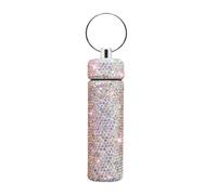 Glitters Rhinestones Pills Box Portable Aluminum Alloy Container Practical Pills Holder for Travel Outdoor Use