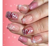 Glitters Snowflake False Nails ABS Crafted From Winter Party Wear Robust Art Set with Glitters Specifics Christmas Tree False