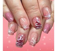 Glitters Snowflake False Nails ABS Crafted From Winter Party Wear Robust Art Set with Glitters Specifics Low-allergen Artificial