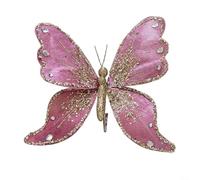 Glittery Butterfly Christmas Tree Ornament Clip-On Decoration Large Holiday Hanging Pendant Indoor Outdoor Display Festive Sparkle Wings Home Decor(Dark Pink)