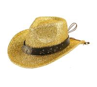 Glittery Cowboy Hat Cap Xmas Christmas Party Hat Celebration Party Cosplay Cowboy Hats Western Cowgirl Hats Festival Gift Foldable Wide Brim Caps, Gold, Black, Slivery, Red