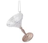 Glittery Martini Glass Shaped Hanging Ornament Glamorous Cocktail Themed Christmas Tree Decoration in many colours (Rose)