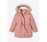 Glittery Parka Lined in Faux Fur, for Girls blush