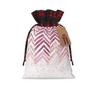 Glittery Pretty Pattern Print Christmas Drawstring Linen Gift Bags Reusable Fabric Bags With Tags For Christmas Gifts