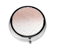 Glittery Pretty Pattern Print Mini Metal Pill Box 2.0x2.0x0.7 in Round Travel Medicine Pill Organizer Box for Purse Pocket