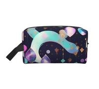 Glittery Pretty Pattern Print Toiletry Bag for Women Make Up Cosmetic Bag Jewelry Organizer Kit Storage Case Travel Accessories Essential Toiletries Purse Pouch