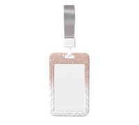 Glittery Pretty Pattern Printed Id Card Badge Holder with Neck Strap Waterproof Name Card Holder Plastic Vertical Sleeve Pocket