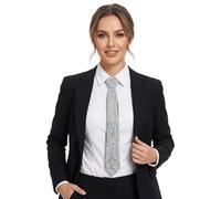 Glittery Rhinestone Necktie for Men Women, Punk Studded Rocker Band Tie Chic Pearls Wedding Neck Tie Pre-Tied Adjustable Dance Party Cosplay Halloween Stage Night Club Dress Up Necktie Jewelry