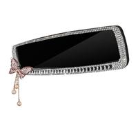 Glittery Rhinestone Rear View Mirror Cover with Cute Butterfly, Stylish Decorative Car Interior Accessories, Gift for Women & Friends, Silver