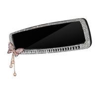 Glittery Rhinestone Rear View Mirror Cover with Cute Butterfly, Stylish Decorative Car Interior Accessories, for Women & Friends, Silver