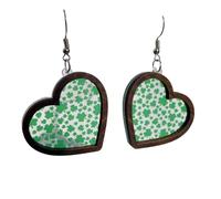 Glittery Shamrock Clover Dangling Earrings for Women St. Patrick Shamrock Cat Gnome Hat Beer Earrings Four-leaf Clover Good Luck Earrings Holiday Party Accessories, Zinc, No Gemstone