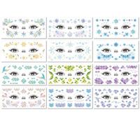 Glittery Snowflake Fish Scale Face Stickers, Colorful Eye Makeup, Face Makeup Party 15.8 * 7.5cm