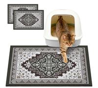 Glittme 2PCS Cat Litter Mat with Non-Slip Bottom Litter Box Mat 33"X22" Litter Trapping Mat Easy to Clean Washable Cat Food Mat for Kitty,L