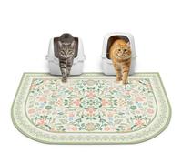 Glittme 33"X22" Arch Shape Cat Litter Mat Trapping Pad Soft Loop-Mesh Litter Box Mat Easy to Clean & Non-Slip Waterproof & Less Waste,Light Green