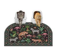 Glittme 33"X22" Arch Shape Cat Litter Mat Trapping Pad Soft Loop-Mesh Litter Box Mat Easy to Clean & Non-Slip Waterproof & Less Waste,Black Animal