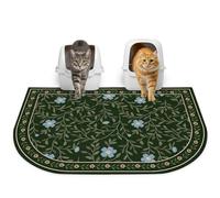 Glittme 33"X22" Arch Shape Cat Litter Mat Trapping Pad Soft Loop-Mesh Litter Box Mat Easy to Clean & Non-Slip Waterproof & Less Waste,Green