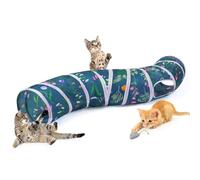 Glittme Cat Tunnel, Cat Tunnels for Indoor Cats, S-Shape Peekaboo Cat Cave with Cat Toys, Foldable Cat Tubes and Tunnels for Cats, Rabbit, Puppy, Guinea Pig